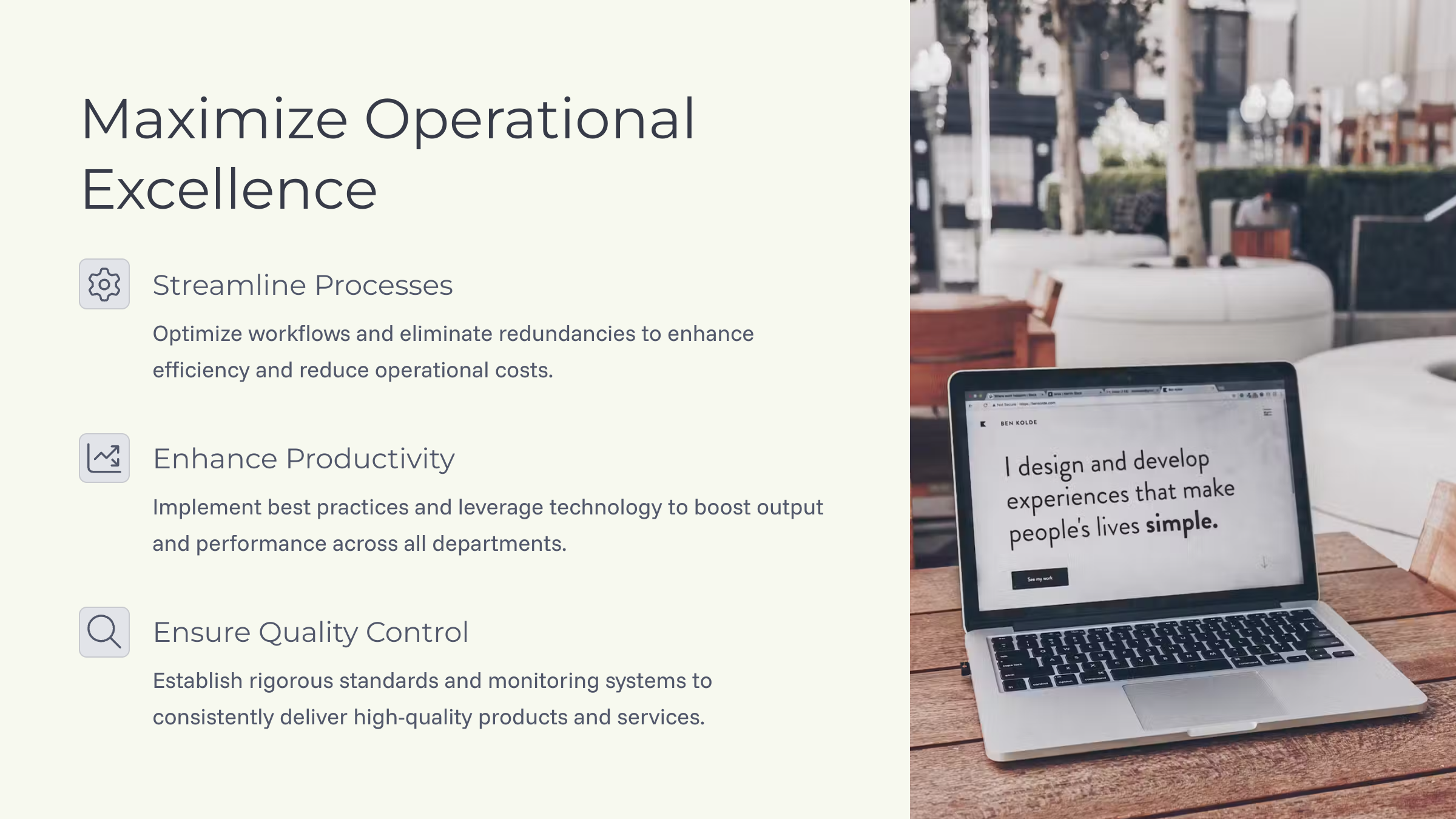 Slide 3 - Maximize Operational Excellence